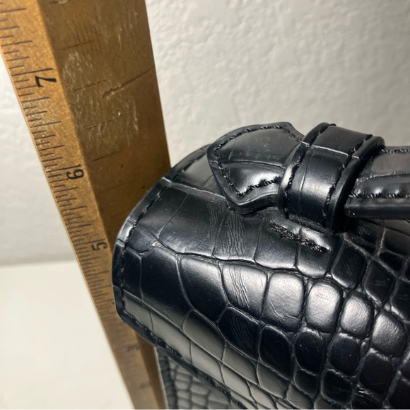 Anne Klein Small Serena Embossed Top Handle Cross Body Satchel - Picture 3 of 8